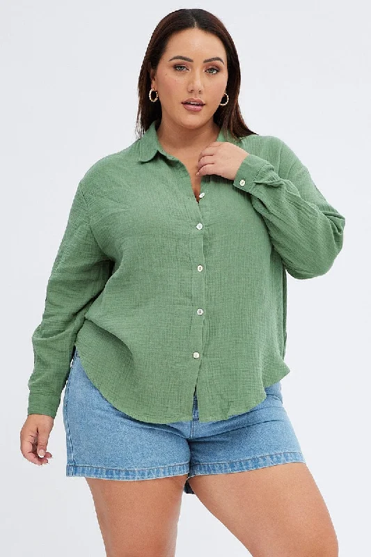 Green Relaxed Shirt Long Sleeve