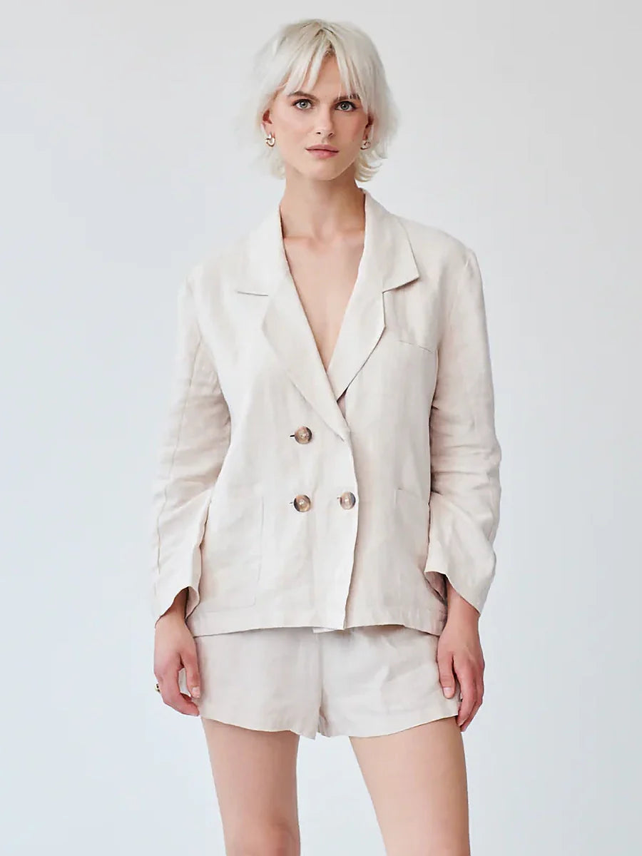 Ethically Made Beige Linen Suit With Shorts