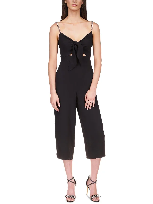 Womens Knot Front Wide Leg Jumpsuit